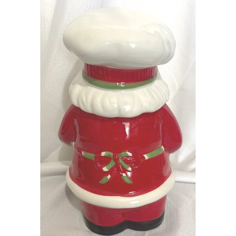 Sleigh Bell Bistro Santa Claus Chef Cookie Jar Christmas Gingerbread Ceramic